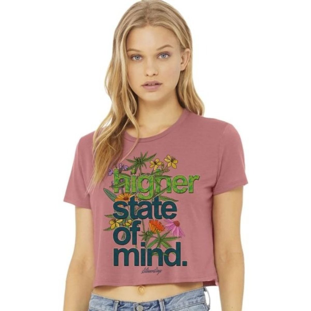 HSOM Flowers Taupe Crop Top